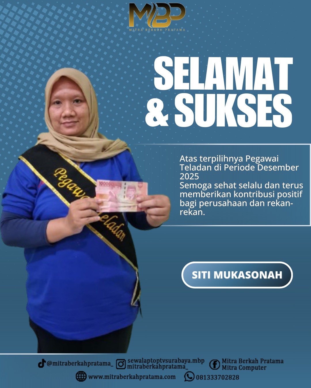 Apresiasi Untuk Saudari Siti : Menjadi Pegawai Teladan Desember 2025